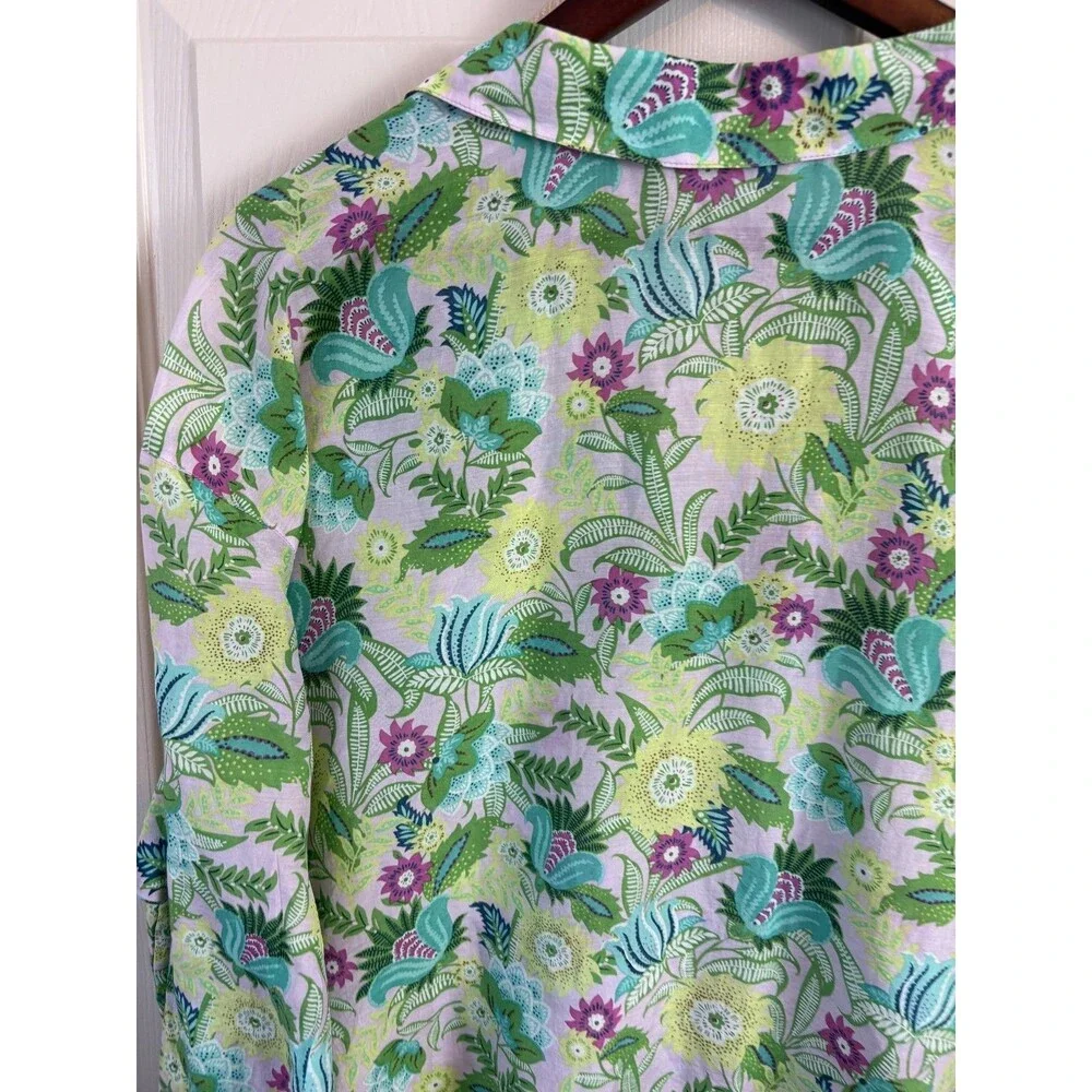 J Jill Silk Blend Light Airy Beach Summer Top Floral Oversized XL - 441 - Picture 7 of 7